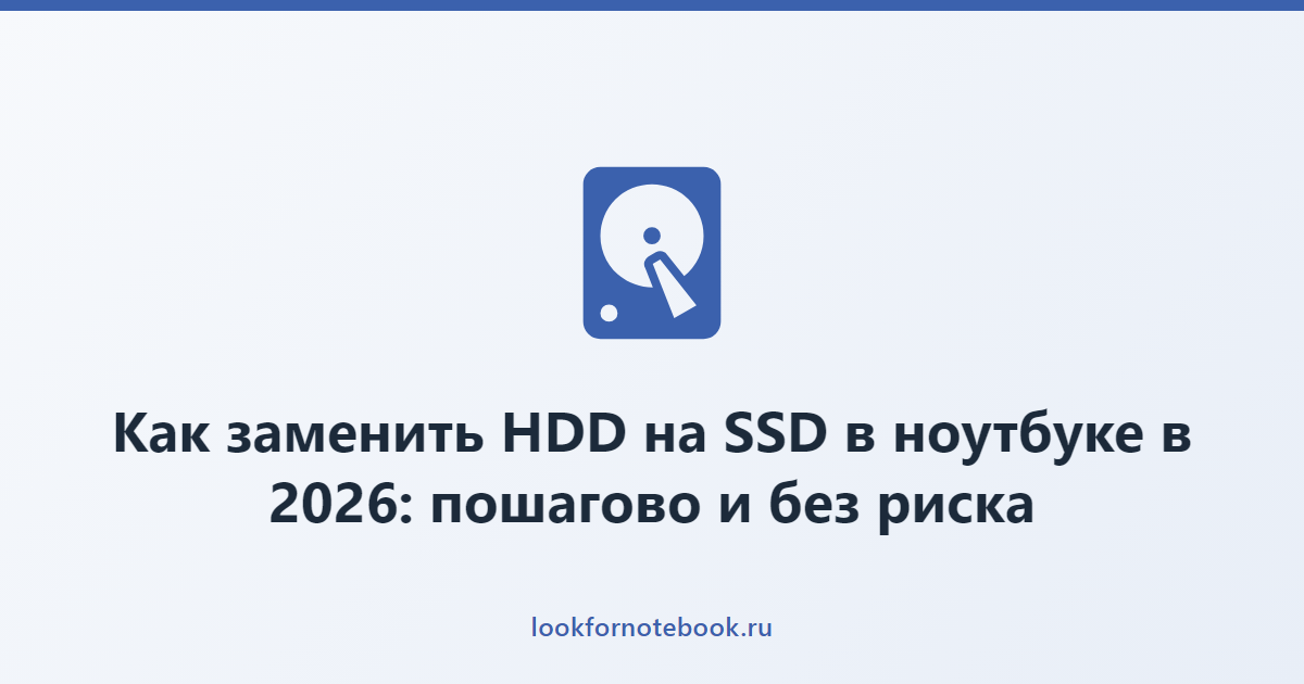 Как заменить HDD на SSD в ноутбуке в 2026: пошагово и без риска