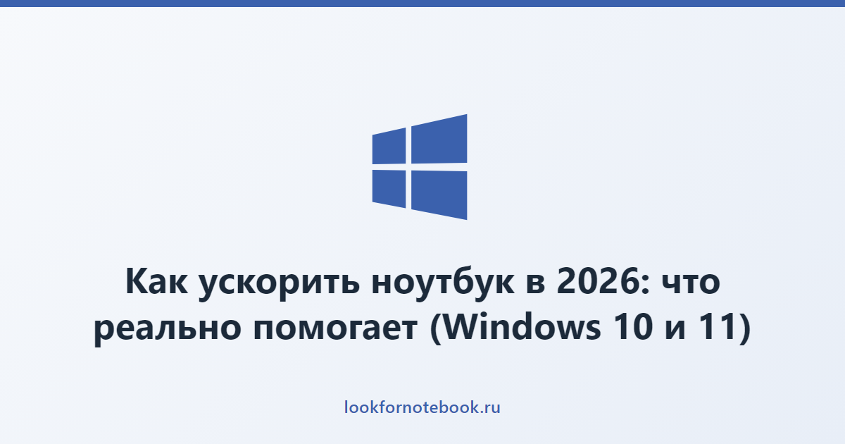 Как ускорить ноутбук в 2026: что реально помогает (Windows 10 и 11)