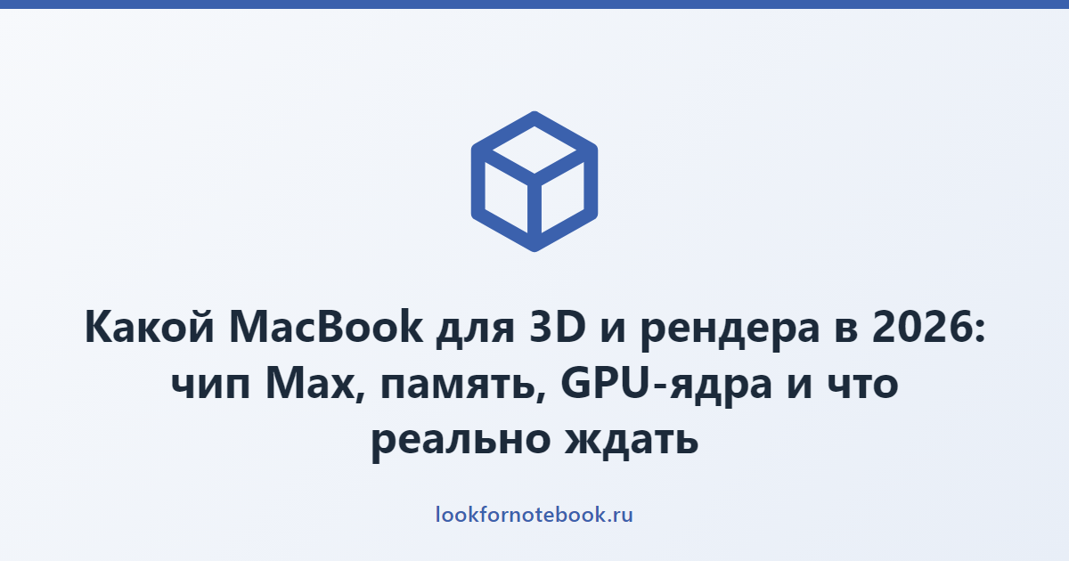 Какой MacBook для 3D и рендера в 2026: чип Max, память, GPU-ядра и что реально ждать