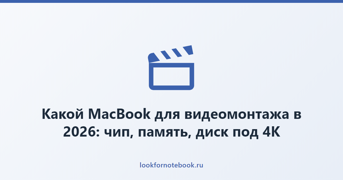 Какой MacBook для видеомонтажа в 2026: чип, память, диск под 4K