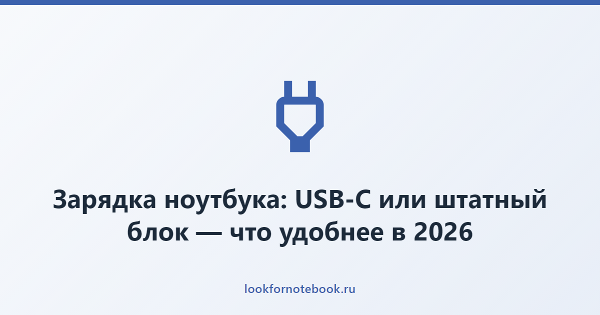 Зарядка ноутбука: USB-C или штатный блок — что удобнее в 2026